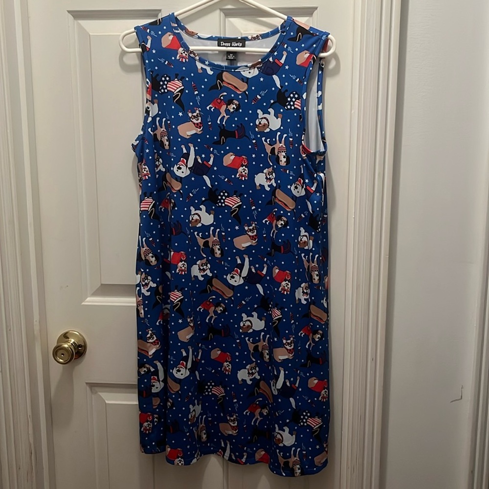 Adorable Patriotic Sleeveless Dress Size Junior Medium